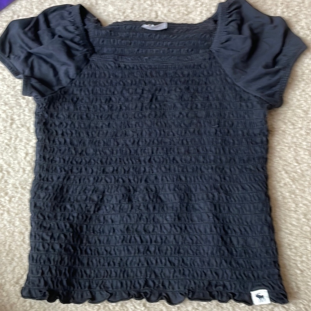 Abercrombie kids black short sleeve ribbed